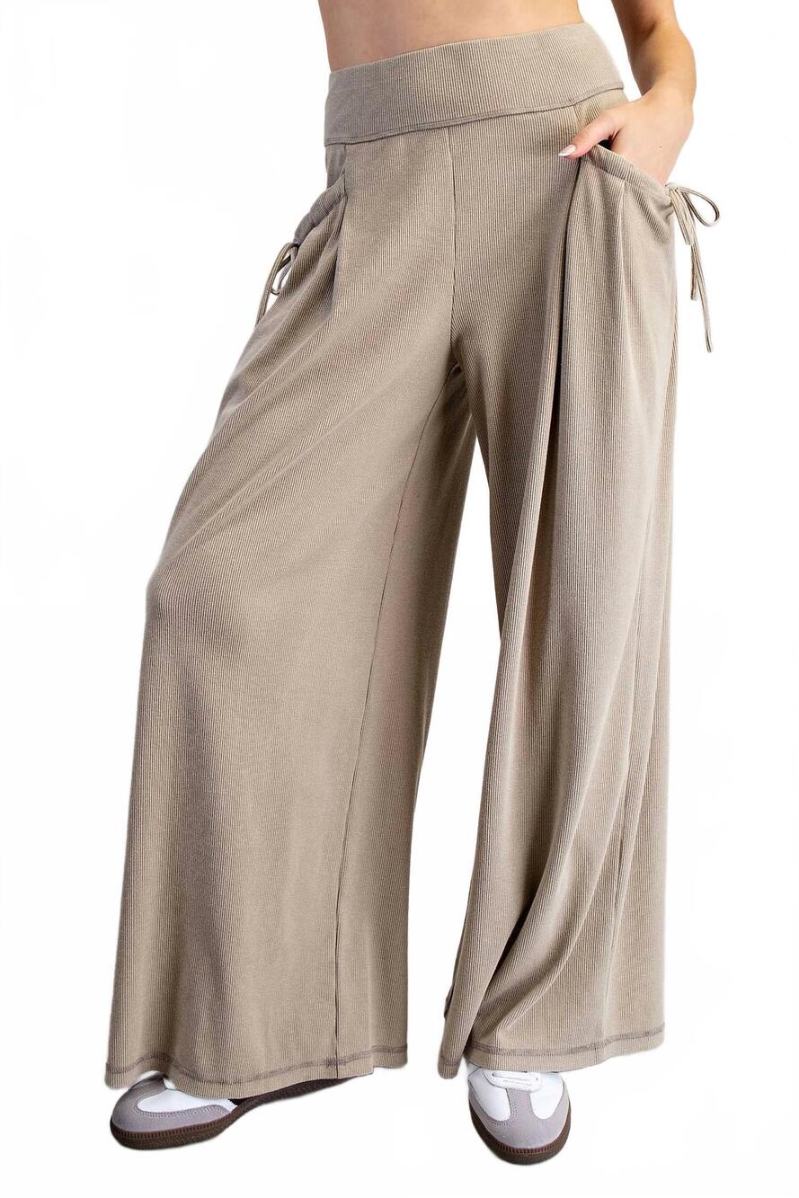 NEW EE:SOME foldover waistband pants in taupe